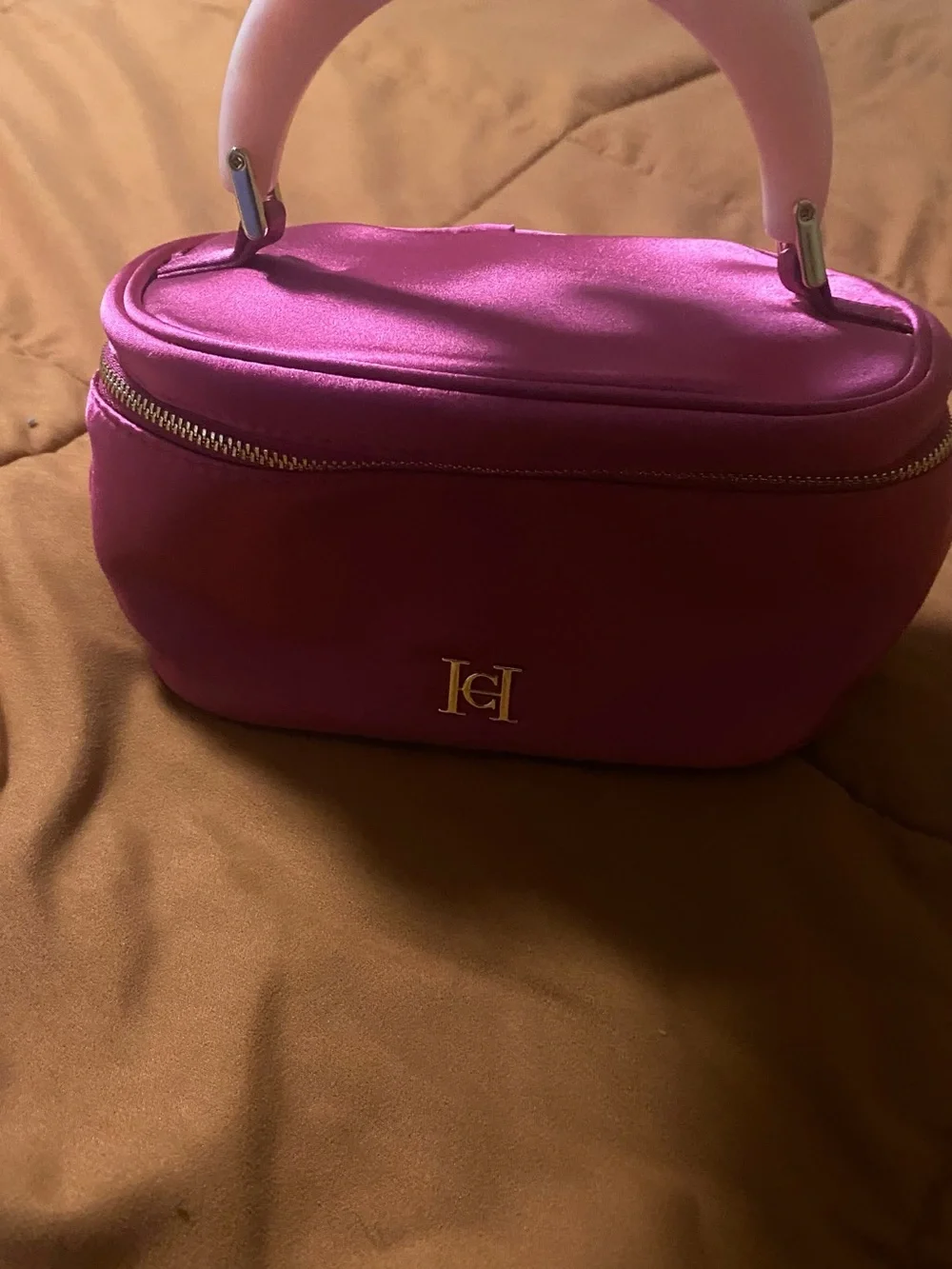 Eloise Hot Pink Top-Handle Cosmetic Bag